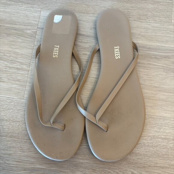 TKEES Tan Flip Flops Size 11 EU 42 - Picture 1 of 6